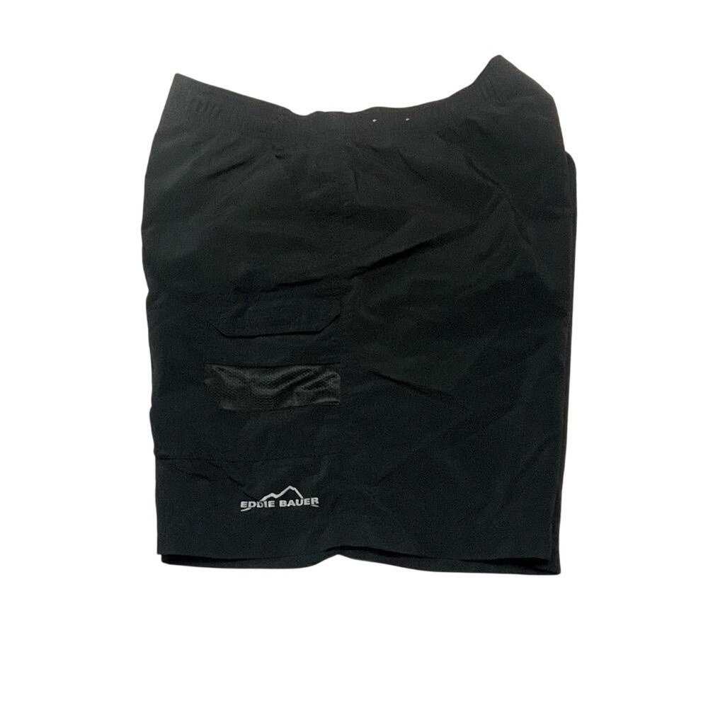 Eddie Bauer Mens Black Swim‎ Trunks Cargo Pocket Mesh Lined Board Shorts Size L